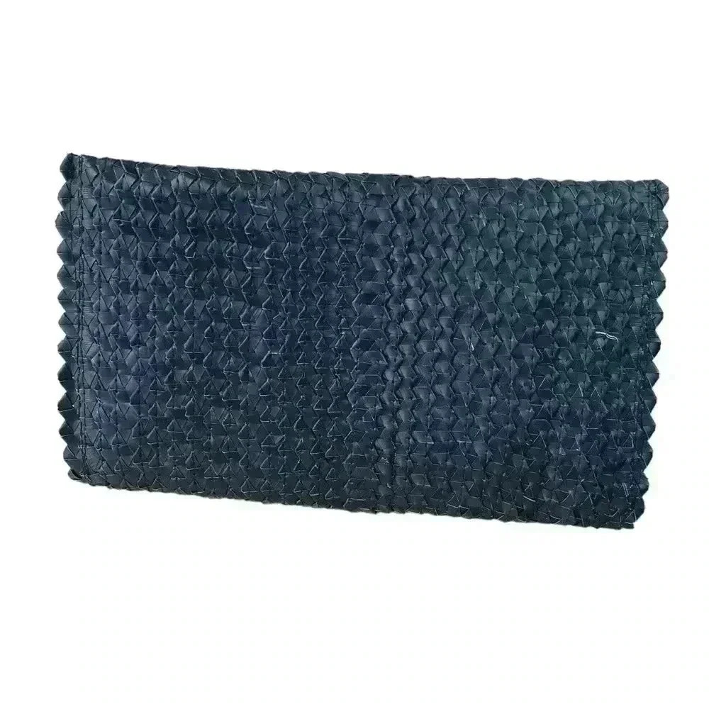 Poppy Sage women’s Straw Clutch/Purses Versatile Fold Over in black no flaws - Picture 6 of 10